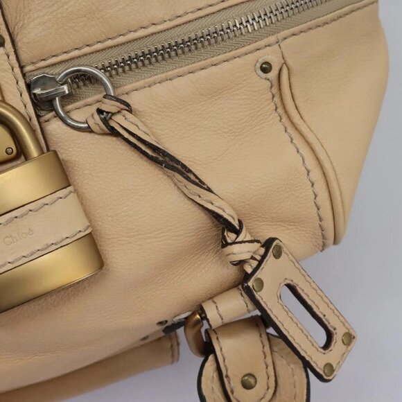 Chloe Paddington Shoulder Bag Leather Beige Gold Silver Auth am7903 - Picture 9 of 16